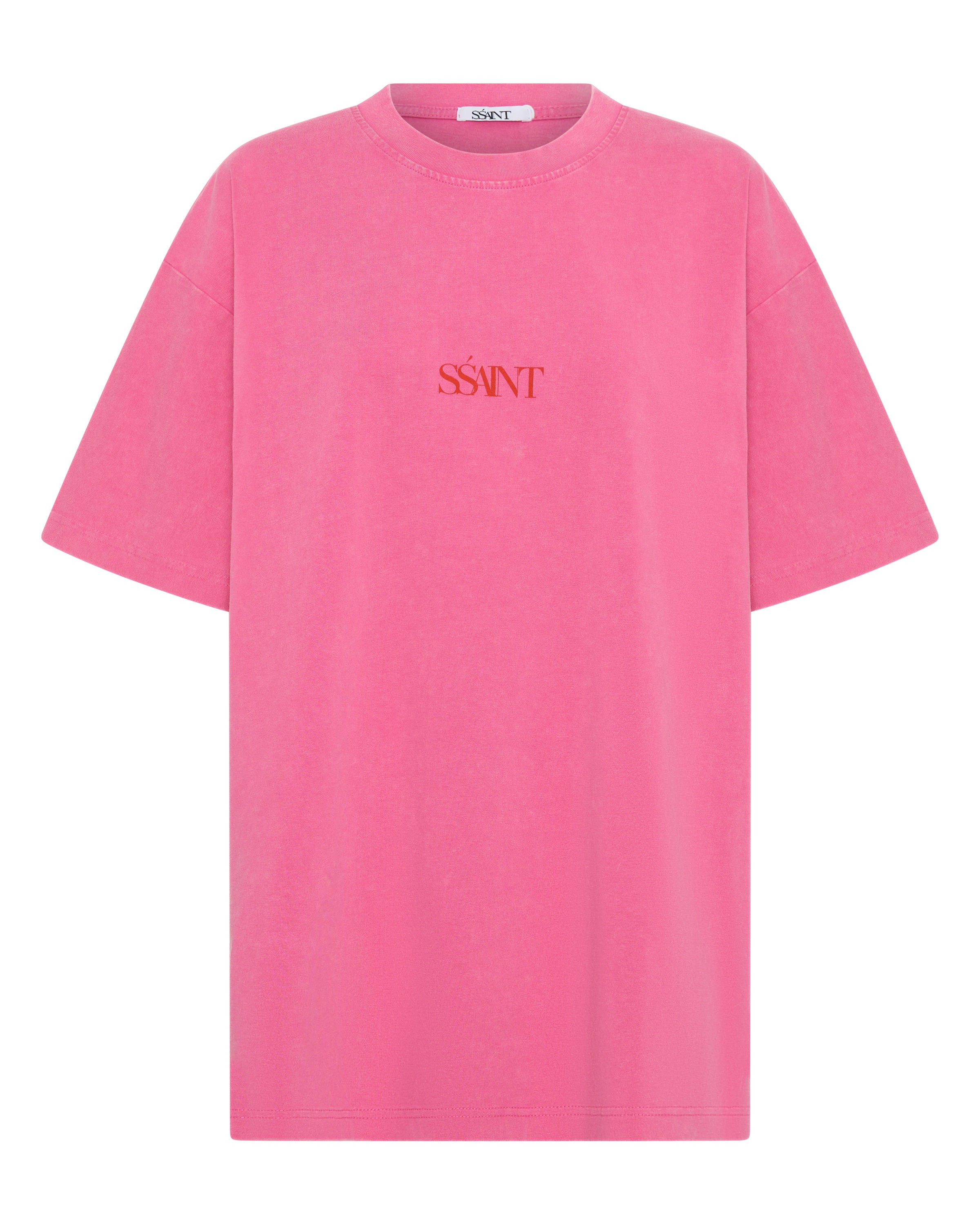 NO VACANCY TEE - DARK PINK ACID WASH